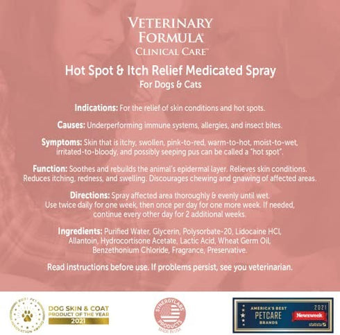 Veterinary Formula Clinical Care Hot Spot & Itch Relief Medicated Spray 8 oz